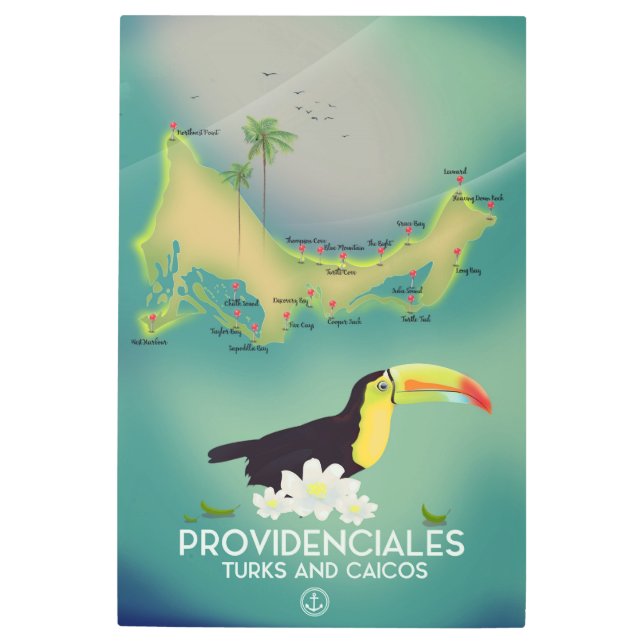 Impresión En Metal Providenciales turcos y caicos (Anverso)
