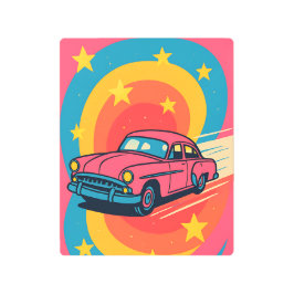 Impresión En Metal Psychedelic Classic Car Metal Print | Vibrant Pop