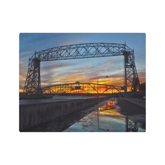 Impresión En Metal Puente de elevación aérea Duluth Minnesota Jigsaw  (Anverso)