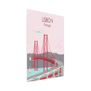 Impresión En Metal Puente de Lisboa sobre el río Tajo al estilo vinta