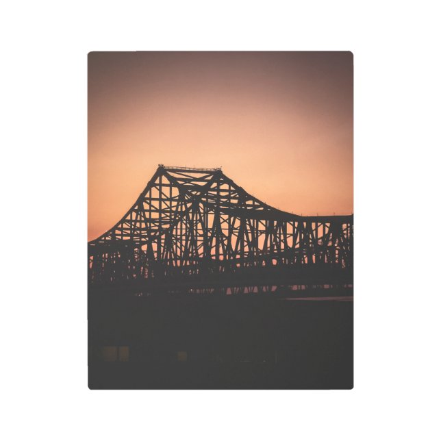 Impresión En Metal Puente del río Misisipi en el Muro de Dusk (Anverso)