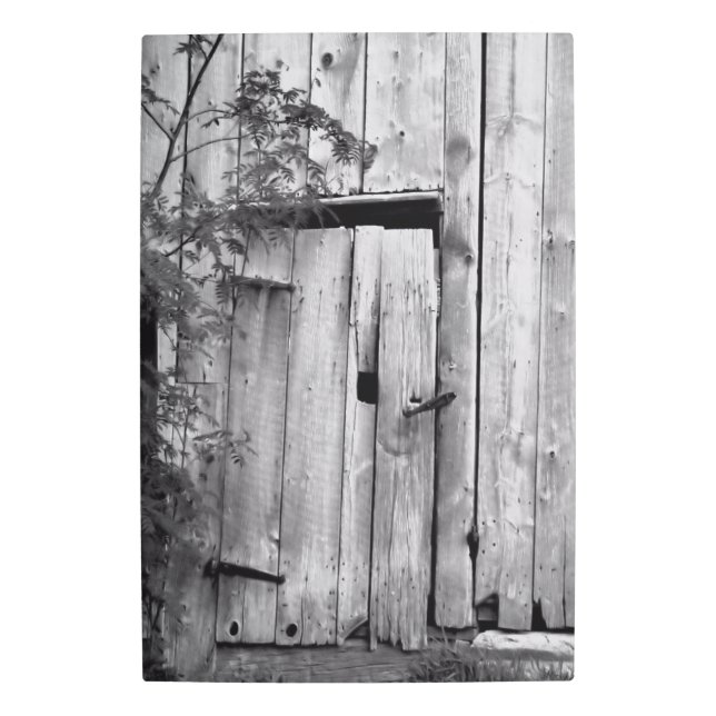 Impresión En Metal Puerta de granero en blanco y negro (Anverso)