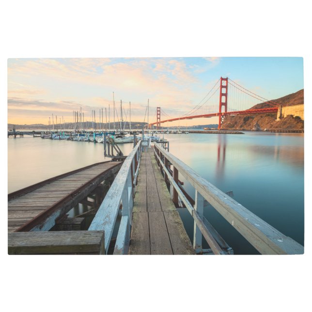 Impresión En Metal Puerta Dorada del muelle de madera (Anverso)