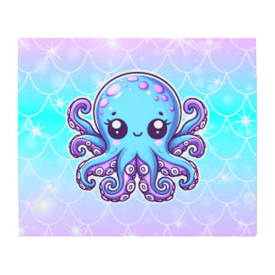 Impresión En Metal Pulpo azul lindo