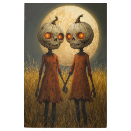 Impresión En Metal Pumpkin Twins: Eerie Harvest Night