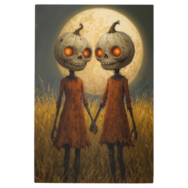Impresión En Metal Pumpkin Twins: Eerie Harvest Night (Anverso)