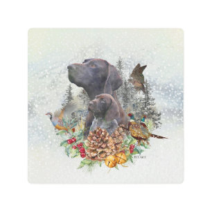 Impresión En Metal Puntero alemán de corta duración en invierno