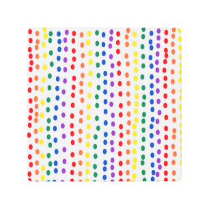 Impresión En Metal Puntos de golosinas arcoiris sobre blanco