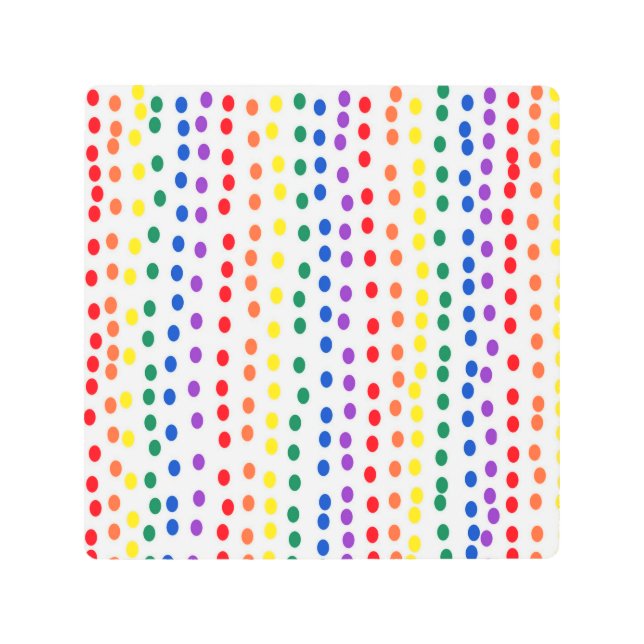 Impresión En Metal Puntos de golosinas arcoiris sobre blanco (Anverso)