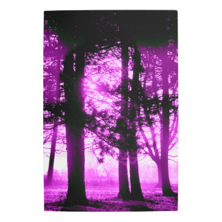 Impresión En Metal Purple Light with Silhouette Trees 