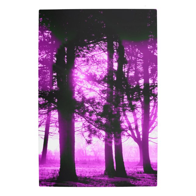 Impresión En Metal Purple Light with Silhouette Trees  (Anverso)