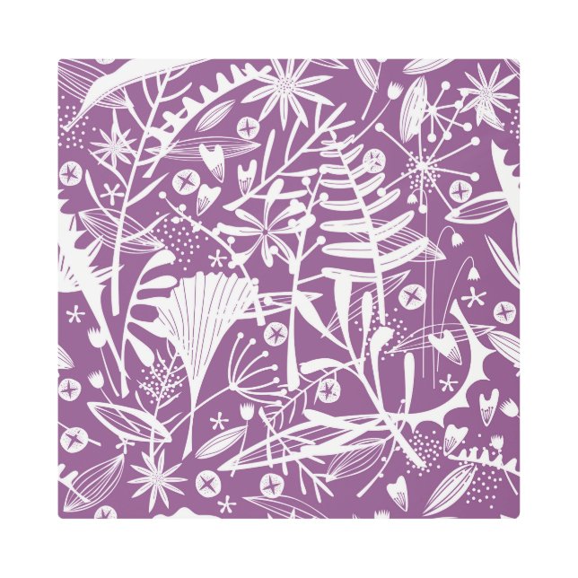 Impresión En Metal Púrpura Botánico Moderno (Anverso)