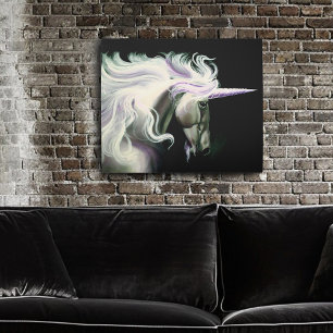 Impresión En Metal Púrpura de Unicornio Blanco