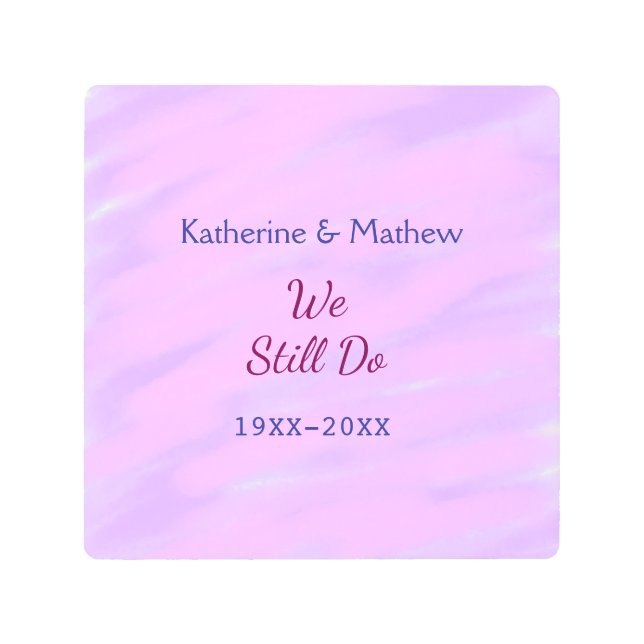 Impresión En Metal Púrpura rosa pastel Renovación de votos aniversari (Anverso)