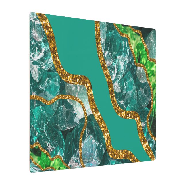 Impresión En Metal Purpurina de Geode de Emerald Green y Gold Agate (Angulado)