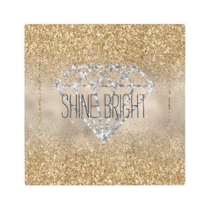 Impresión En Metal Purpurina dorado Silver Diamond Shine Bright