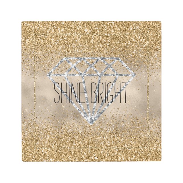 Impresión En Metal Purpurina dorado Silver Diamond Shine Bright (Anverso)