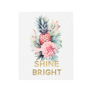 Impresión En Metal Purpurina Tropical de Oro Shine Pineapple