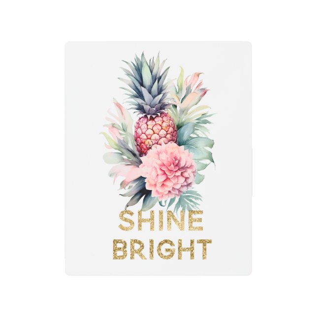 Impresión En Metal Purpurina Tropical de Oro Shine Pineapple (Anverso)