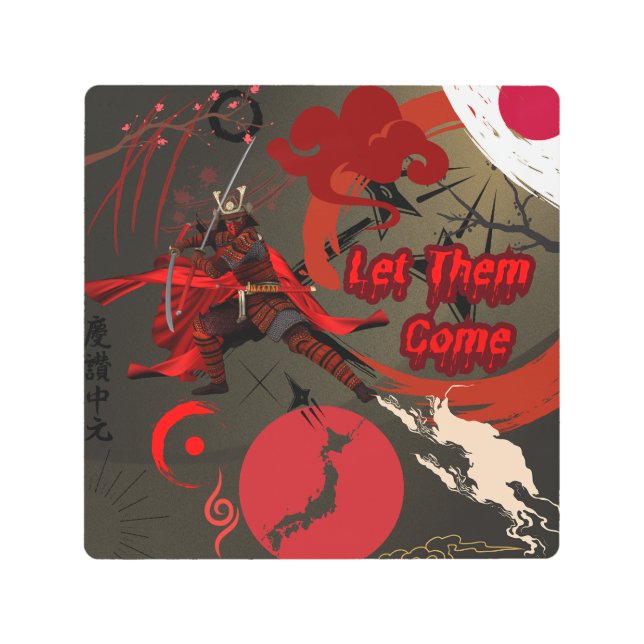 Impresión En Metal Que vengan, guerrero samurai japonés (Anverso)