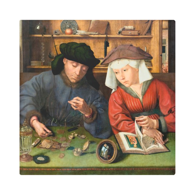 Impresión En Metal Quentin Matsys - El prestamista y su esposa (Anverso)