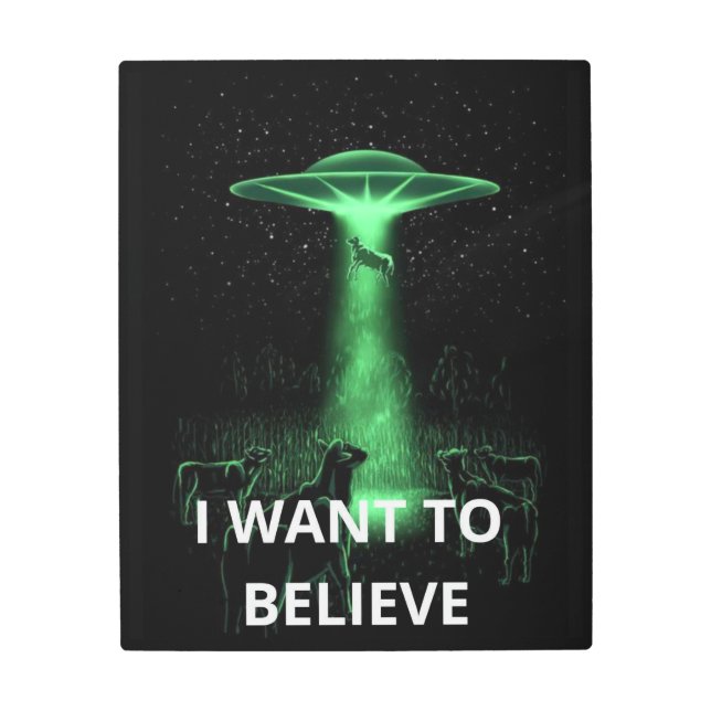 Impresión En Metal Quiero creer, película retro 90, OVNI alienígena (Anverso)