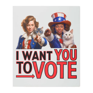 Impresión En Metal QUIERO QUE VOTES (Gatos Damas)