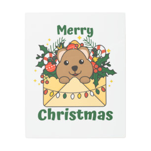 Impresión En Metal Quokka Christmas Letter Winter Animals Quokkas