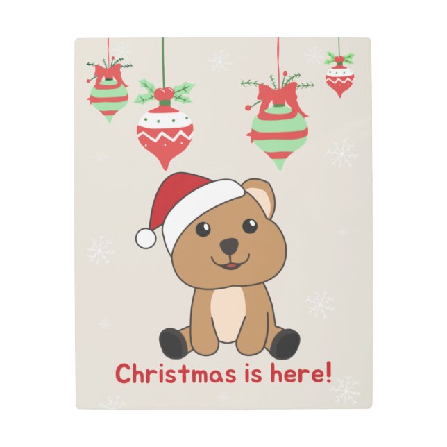 Impresión En Metal Quokka Christmas Snow Winter Animals Quokkas Metal (Anverso)