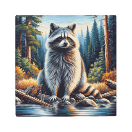 Impresión En Metal Racconon iluminado con luz de los vientos en un bo