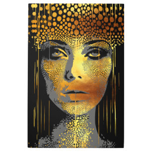 Impresión En Metal Radiancia dorada: La belleza femenina embocada