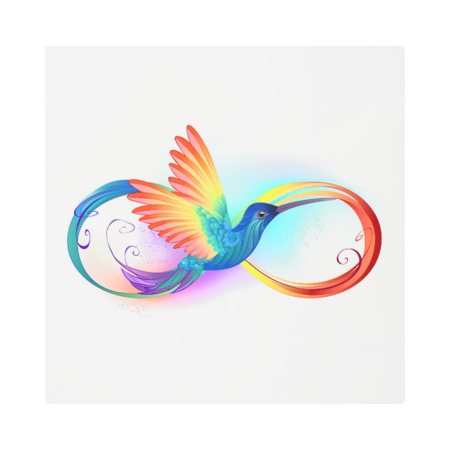 Impresión En Metal Rainbow Hummingbird with Infinity symbol (Anverso)