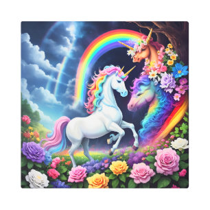 Impresión En Metal Rainbow Unicorn One