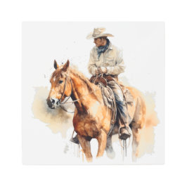 Impresión En Metal Rango de acuarela de horizonte solitario