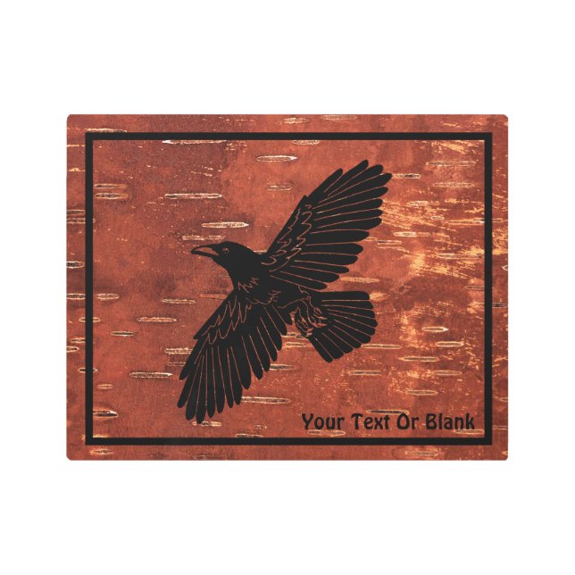 Impresión En Metal Raven En La Corteza Interior De Birch (Anverso)