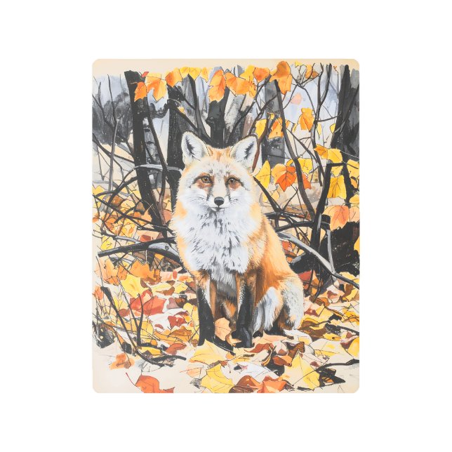 Impresión En Metal Realistic Sitting Fox Metal Print  (Anverso)