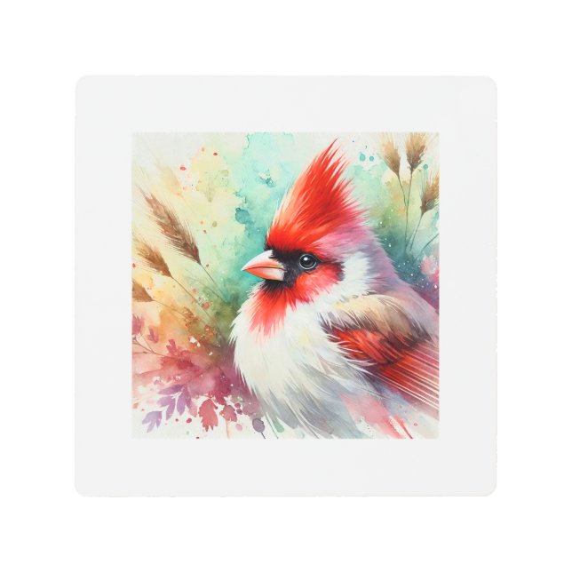 Impresión En Metal Red crested cardinal 060824AREF107 - Watercolor (Anverso)