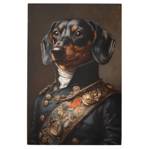 Impresión En Metal Regal Dachshund con uniforme militar napoleónico