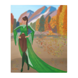 Impresión En Metal Regal en otoño   Mujer negra hermosa