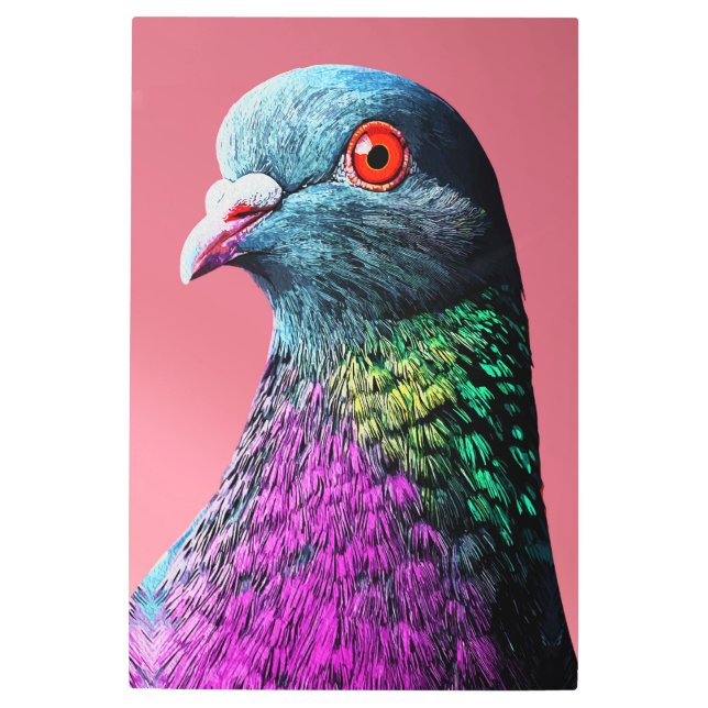Impresión En Metal Regal Pigeon Majesty Vivid Realist Bird Portrait (Anverso)