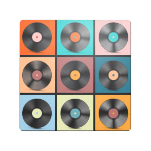 Impresión En Metal Registros de vinilo: retro conjunto LP.