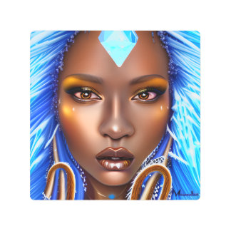 Impresión En Metal Reina de la nieve Melanin Chica negra Mujeres sist