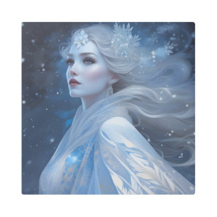 Impresión En Metal Reina de nieve de belleza congelada en el país de