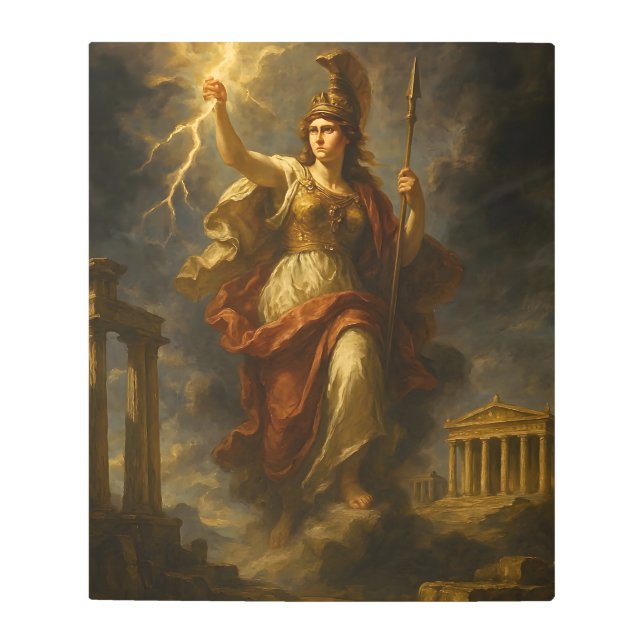 Impresión En Metal Relámpago de Atenas: Diosa de la sabiduría y el po (Anverso)