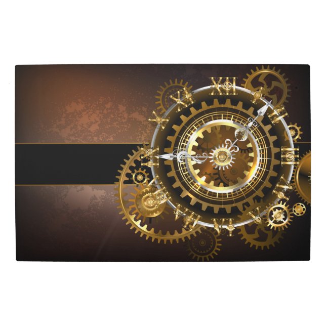 Impresión En Metal Reloj de vapor con engranajes antiguos (Anverso)
