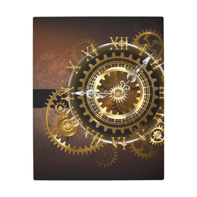 Impresión En Metal Reloj de vapor con engranajes antiguos (Anverso)
