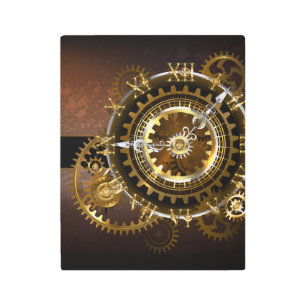 Impresión En Metal Reloj de vapor con engranajes antiguos