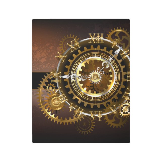 Impresión En Metal Reloj de vapor con engranajes antiguos (Anverso)