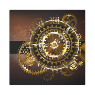 Impresión En Metal Reloj de vapor con engranajes antiguos
