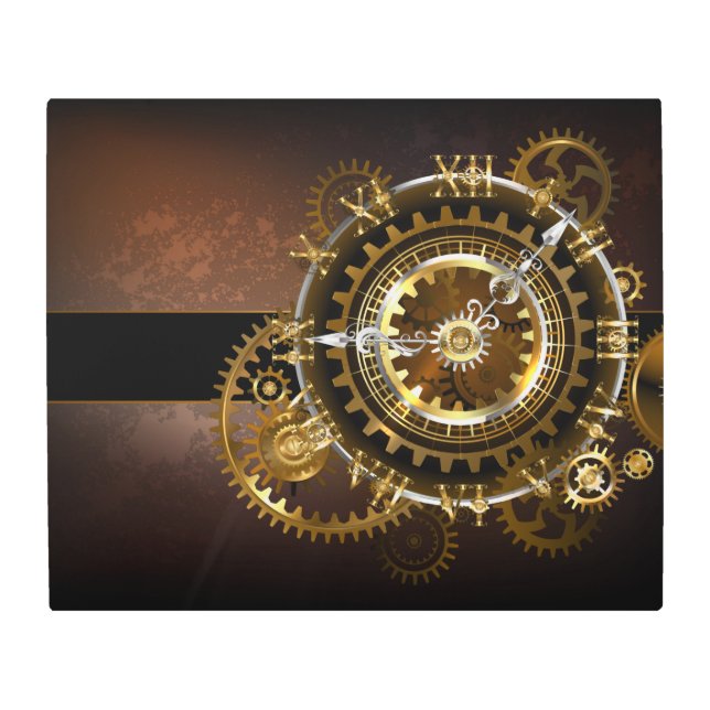 Impresión En Metal Reloj de vapor con engranajes antiguos (Anverso)